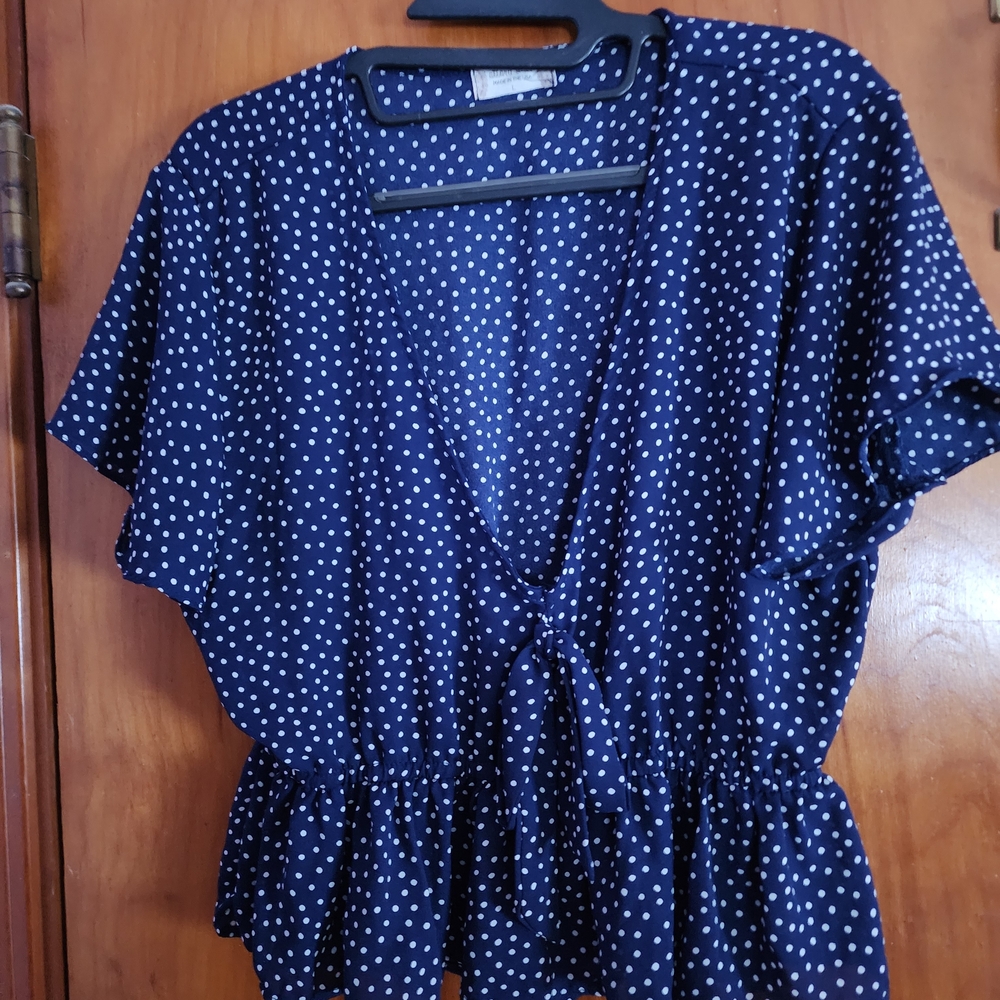 Altar'd State Navy Polka Dot Blouse